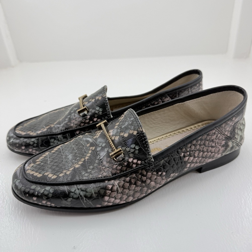 Sam Edelman Lior Wintergreen Snake Print Leather Bit Loafers Women's US Size 7 M